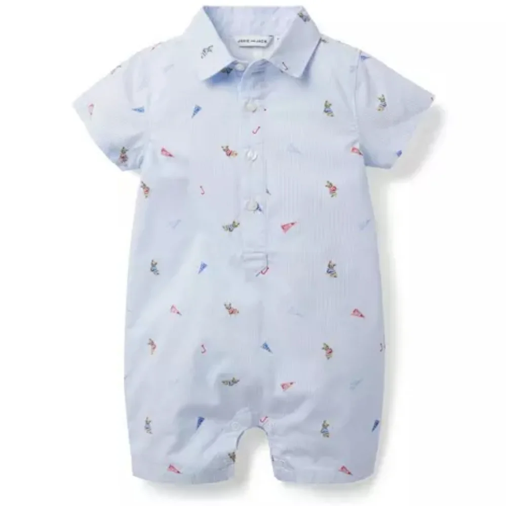 Janie and Jack striped frenchie french bulldog flag romper one piece 3-6 months